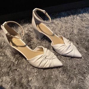 Ivory Block Heels, Size 7